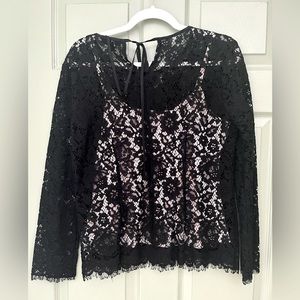 J.Crew Black Lace Top & Pink Camisole | Size 4
